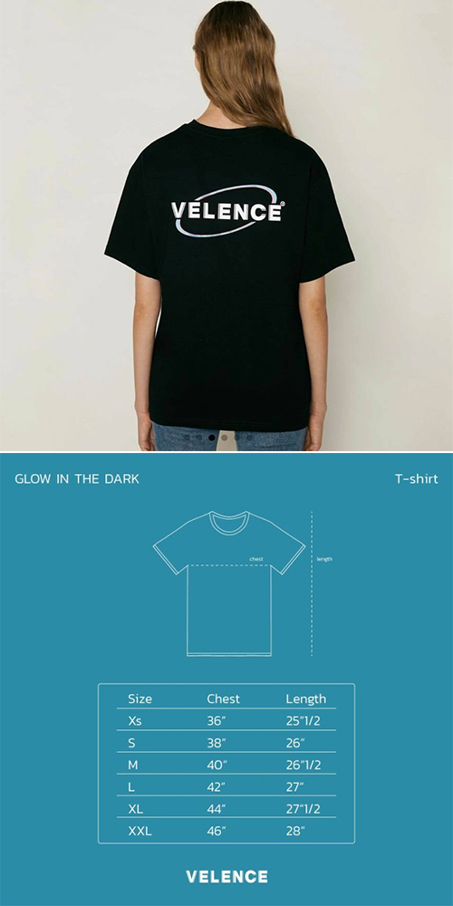 Velence : Tshirt - Glow In The Dark Black - Size XS