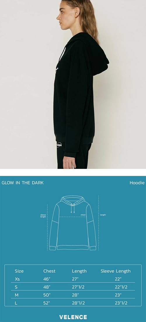 Velence : Hoodie - Glow In The Dark Black - Size L